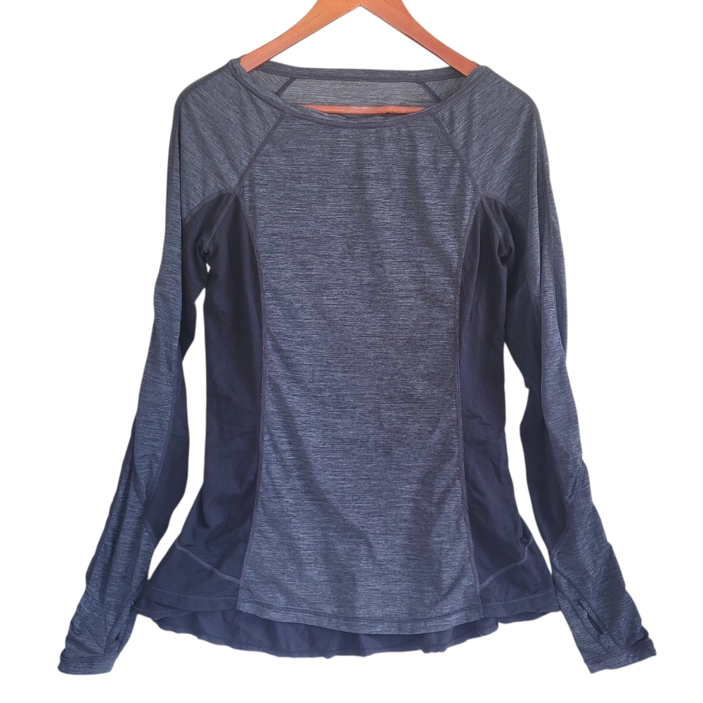 Lululemon Long Sleeve Top Black Gray Stretchy Womens 6